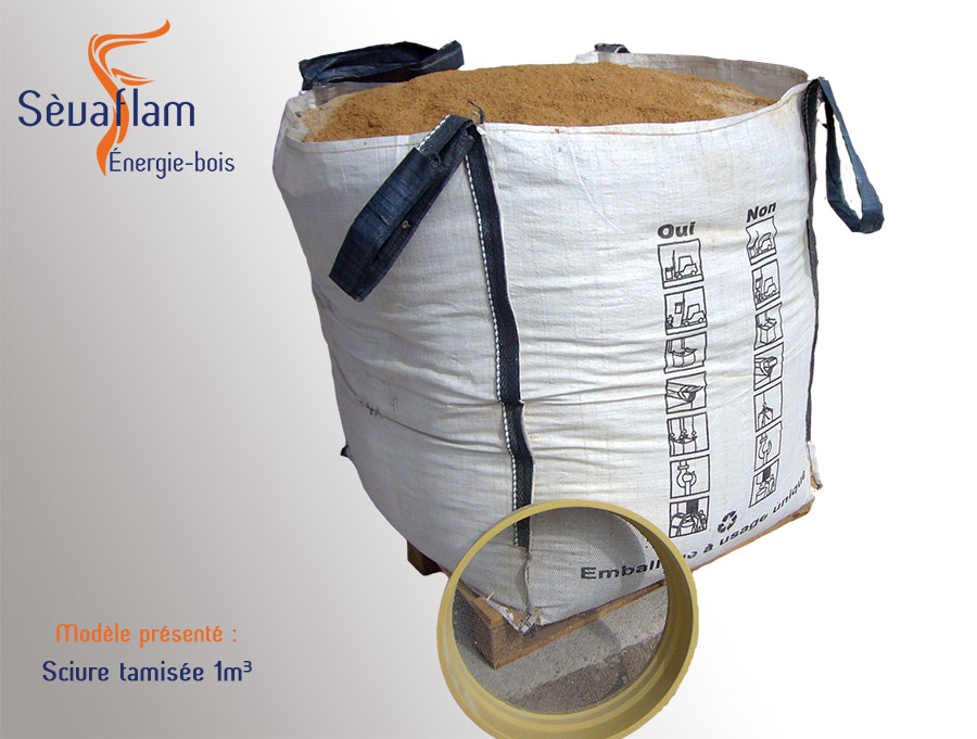 Big bag de sciure sèche plus grossière m³ (non tamisée tamisée)